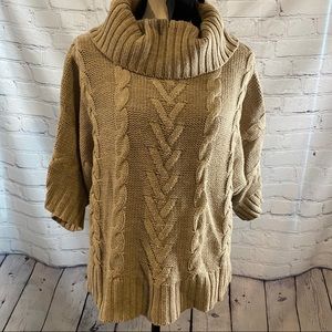Jillian Nicole || Tan cowl neck 3/4 sleeve sweater